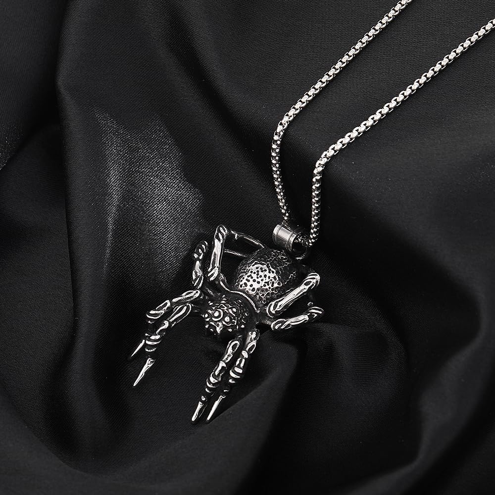 YWMAN Gothic Spider Necklace, Stainless Steel Spider Pendant, Halloween Punk Reptile Animal Jewelry Gift for Men Women - Image 3