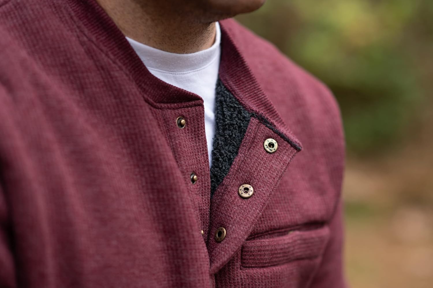 The American Outdoorsman Sherpa Lined Waffle Henley for Men - Thermal Long Sleeve Shirt Bonded Sherpa Lining For Outdoors - Image 6