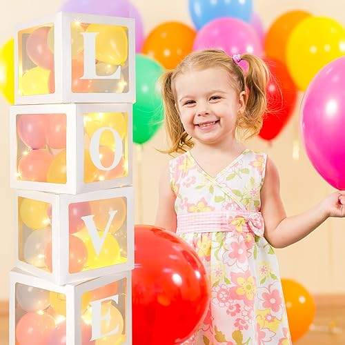 Miniatura 5 de Decoración de caja de globos para baby shower, decoración de primer cumpleaños con letras LED, cadena de luces LED, sin globos (amor)