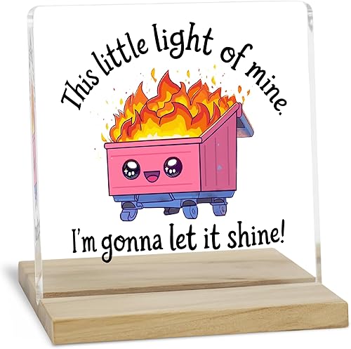 Miniatura 1 de Letrero divertido de oficina con texto en inglés "Let It Shine", regalo de decoración de escritorio de fuego para mujeres, placa acrílica de Snark