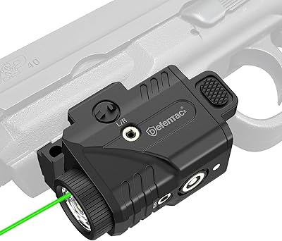 Defentac Pistol Light and Green Laser Sight Combo for Guns, 600lm Tactical Flashlight White LED and Green Beam Combo, Magnetic Charging