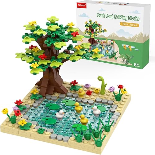 Miniatura 1 de MOC - Juego de construcción de estanque de patos de animales de granja, accesorios MOC, juego de juguetes de construcción de animales para niños,