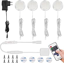ALFFREUDE Bright Cabinet Lighting LED Under-Unit Light Warm White 4 LED Cabinet Lights Display Cabinet Lighting with Remote Control Dimmable, 11 Light Modes 12 V 2.5 W Shelf Lighting Furniture Light