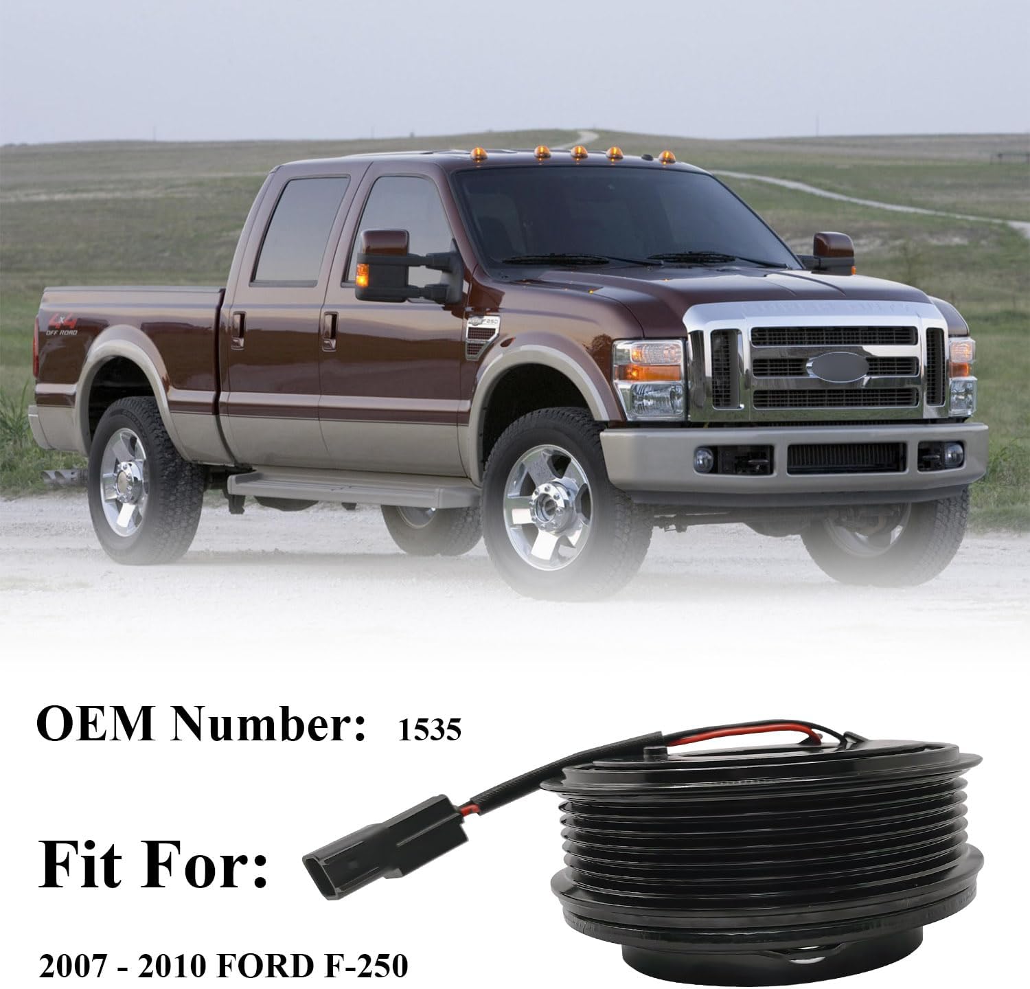 A/C Compressor Clutch Assembly Kit Plate Pulley Bearing Coil 55111411AC Replacement for 2007-2010 Ford F-250, AC Air Conditioning Compressor Clutch Coil Auto Repair Kit