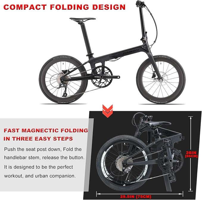 Bicicleta Plegable KABON Fibra de Carbono 20 Pulgadas 9 Velocidades miniatura 6