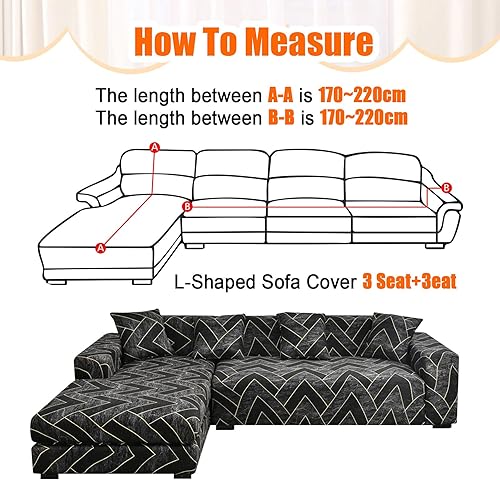 Miniatura 3 de MIFXIN Funda de sofá seccional de 2 piezas elásticas de 3 asientos en forma de L, fundas elásticas impresas para sofá seccional, protector de