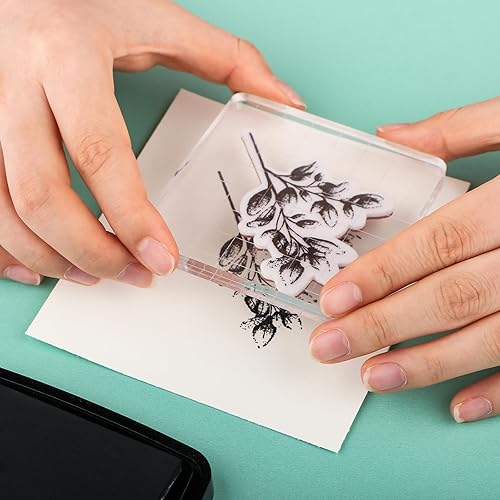 Miniatura 4 de Juego de 12 piezas de bloques acrílicos transparentes con cuadrícula con 1 herramienta de estampado de prensado, juego de 4 sellos para álbumes de