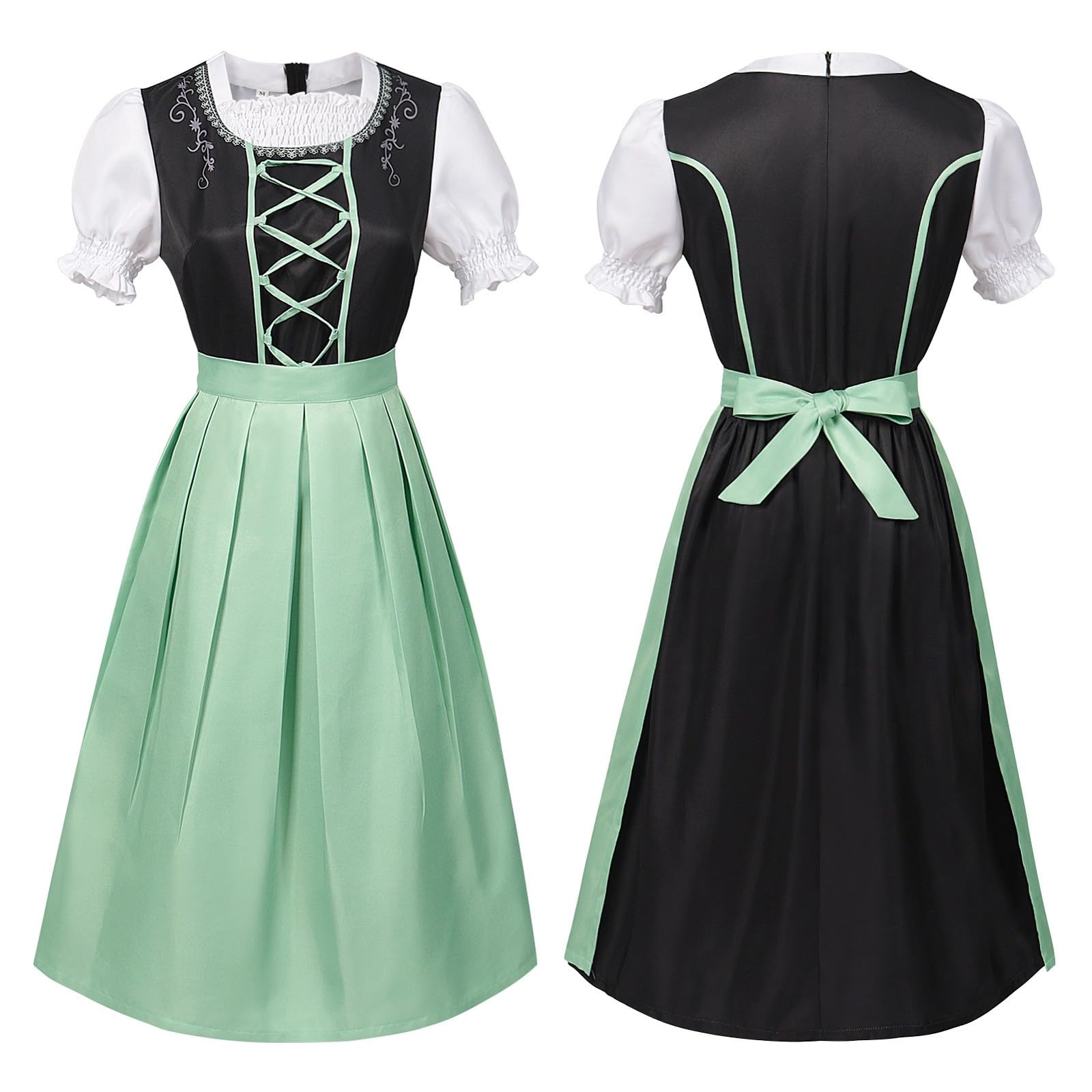 Generisch Damen Dirndl Kleid Oktoberfest, Midi Kariert Einfarbig Dirndlkleid Kleider - Trachtenkleid Elegant Oktoberfest-Dirndl für Oktoberfest Besondere AnläSse