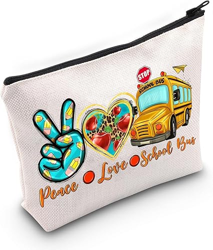 WZMPA Kit de supervivencia para conductor de autobús escolar, regalo inspirado en el conductor de autobús, paz, amor, autobús escolar, bolsa con