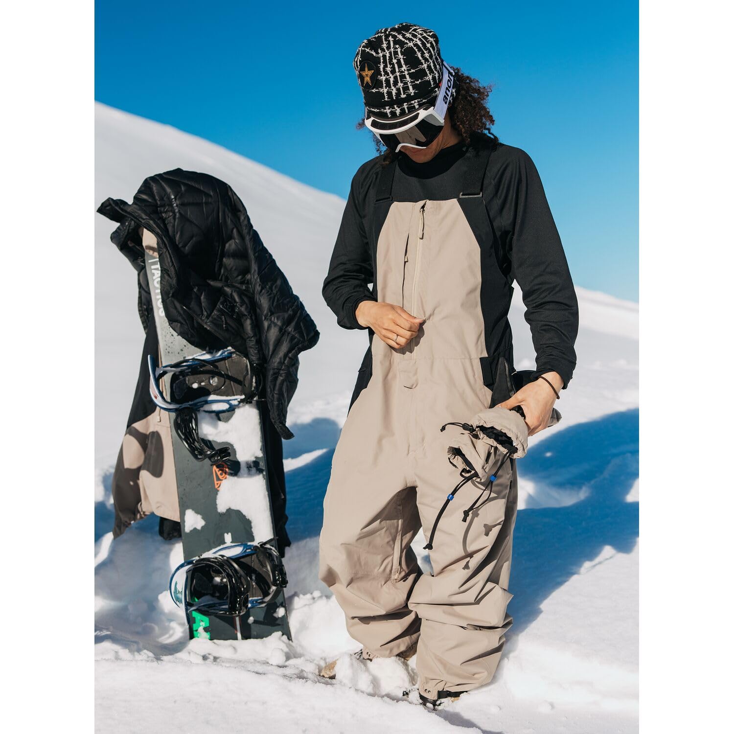 Burton - Spodnie narciarskie/Snow Reserve 2l Relaxed Bib Summit Taupe/True Black Mężczyźni - Beżowy