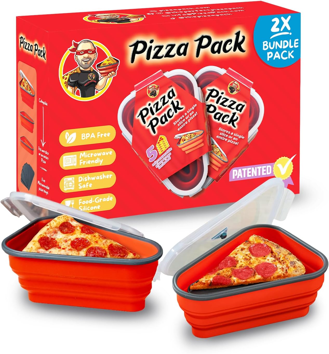 Lock & Lock Pizza Slice Container, Tray and Saver, 2 Pack