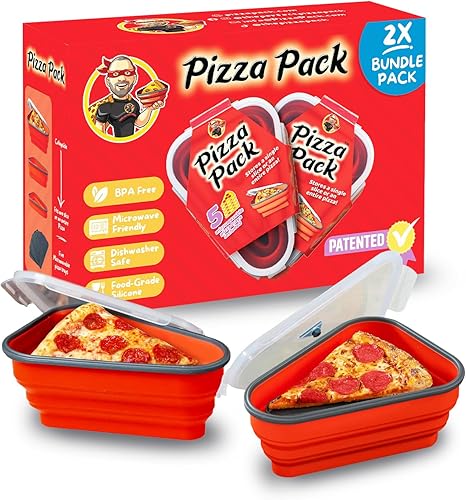 Miniatura 10 de El Paquete de Pizza Perfecto™ - Contenedor Reutilizable de Almacenamiento de Pizza con 5 Bandejas de Servicio Aptas para Microondas - Contenedor