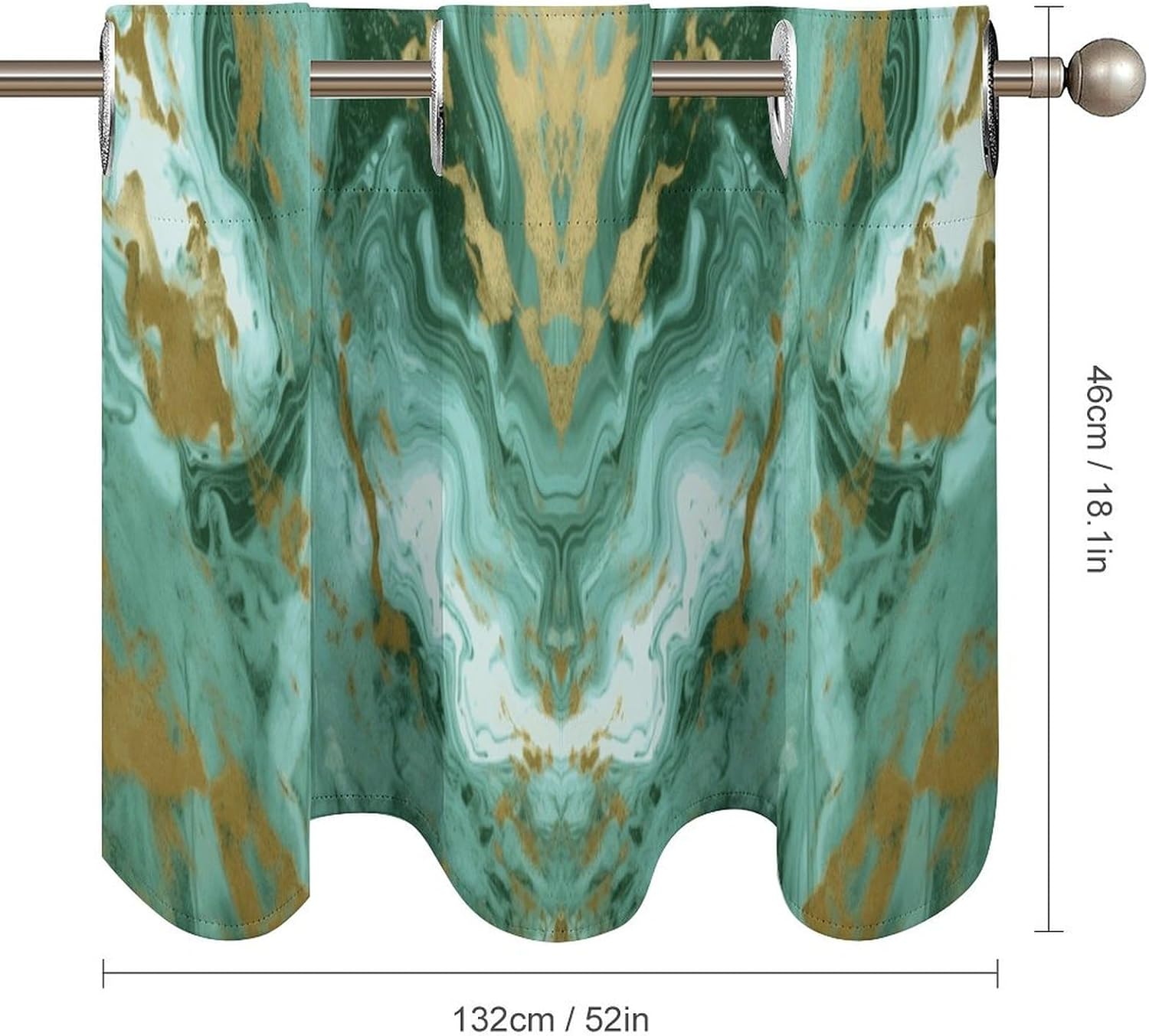 Small Window Curtains, Green Gold Marble Printed Mini Window Curtains Valance, Pocket Window Curtains are Suitable for Homes, Offices, Farmhouses, and Restaurants