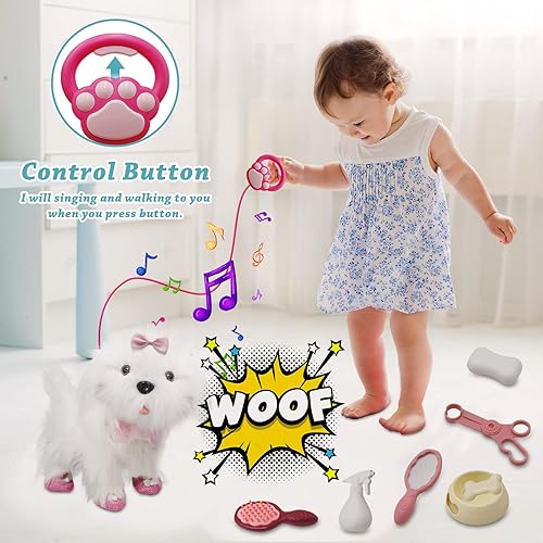 Miniatura 5 de Jaydear Perros de juguete para niños, robot para caminar, ladrar, cantar, cola, lamer, repetir juguetes para niños mayores de 2 años, animales de