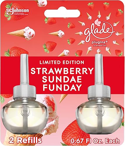 Glade PlugIns - Recambios de ambientador, aceites esenciales y perfumados para el hogar y el baño, Strawberry Sundae Funday, 1.34 onzas, 2 unidades