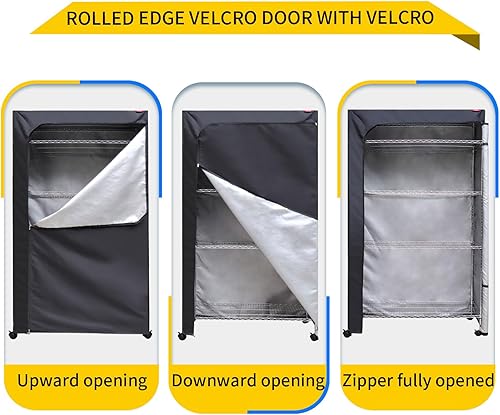 Miniatura 2 de Cubierta de estante de alambre para estante de 36 x 14 x 54 pulgadas. El diseño de cremallera bidireccional se puede abrir, abajo o todo para un