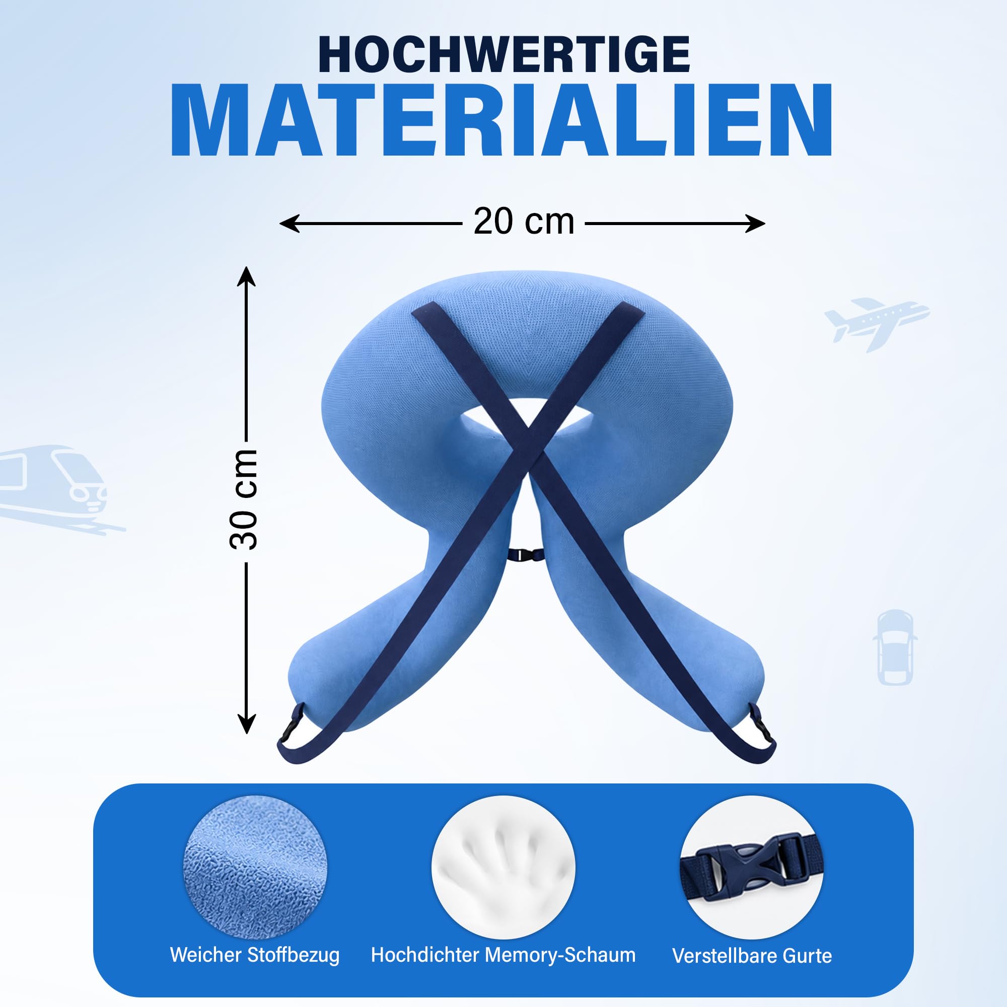Reisekissen, aufblasbar mit 3D-Nackenstütze
