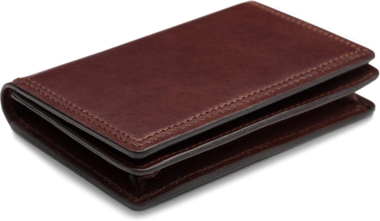 Bosca Men's Wallet, Dolce Leather Full Gusset 2-Pocket Card Case Wallet with I.D. Window, Dark Brown