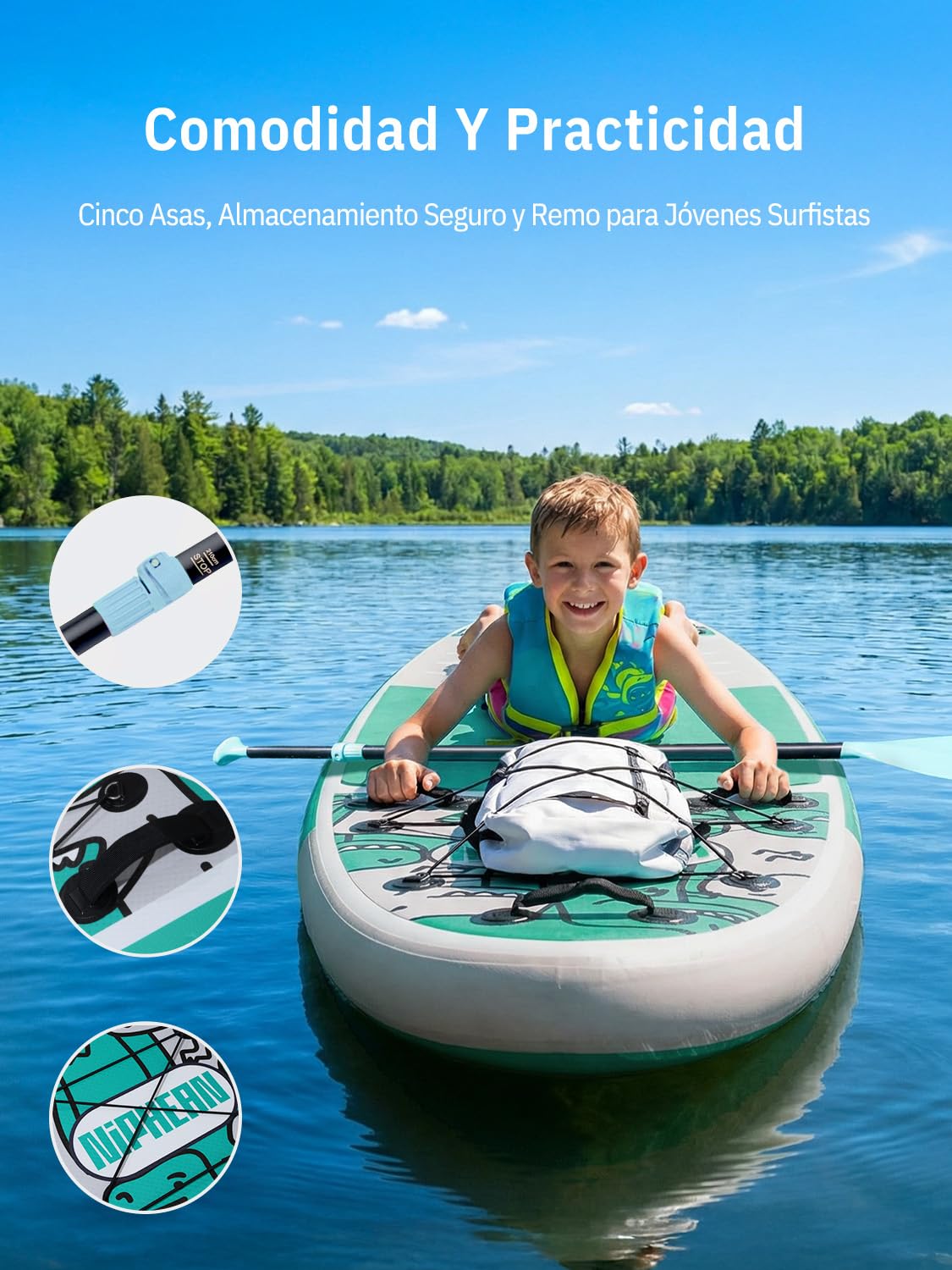 Niphean Tabla Paddle Surf Hinchable con Accesorios 320cm/230cm Sup | Tabla Paddle Surf Rígida, Antideslizante, Kit Reparación, Adultos, Jóvenes, Principiantes, Yoga