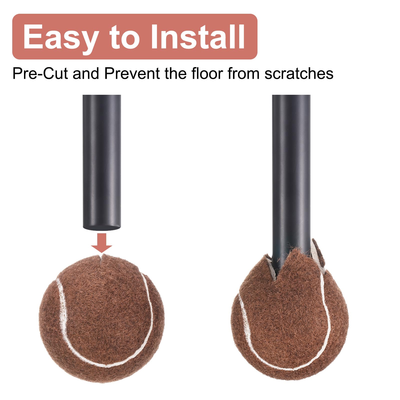 QUARKZMAN 12 Pièces Prédécoupées Balles de Tennis pour Déambulateurs, Accessoires Universels de Glissement Prédécoupés pour Pieds de Meubles et Protection de Sol, Marron