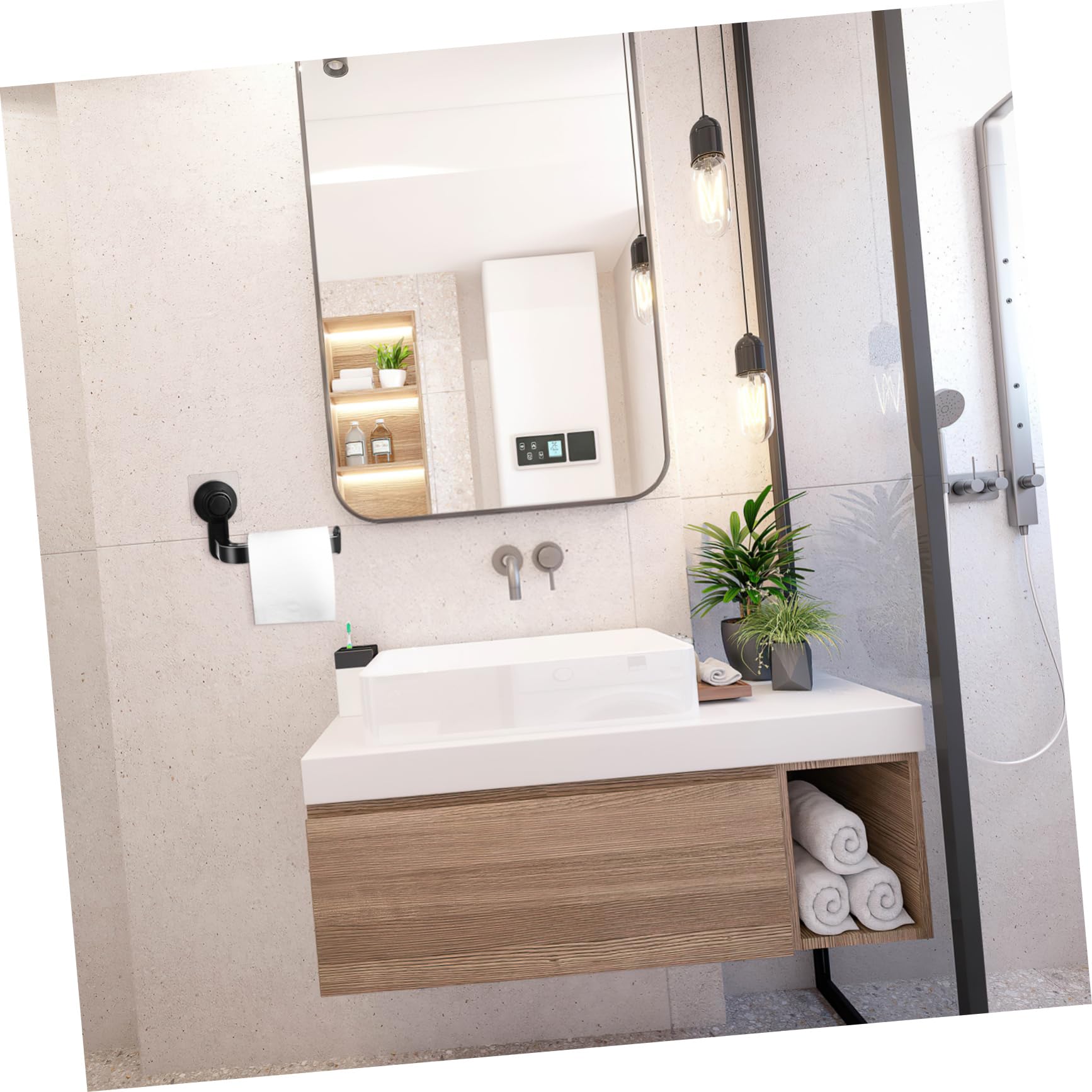 Toallero negro mate montado en la pared para baño con dispensador de papel higiénico, accesorios de RV y soporte de papel de seda, soporte de rollo para el hogar para baño