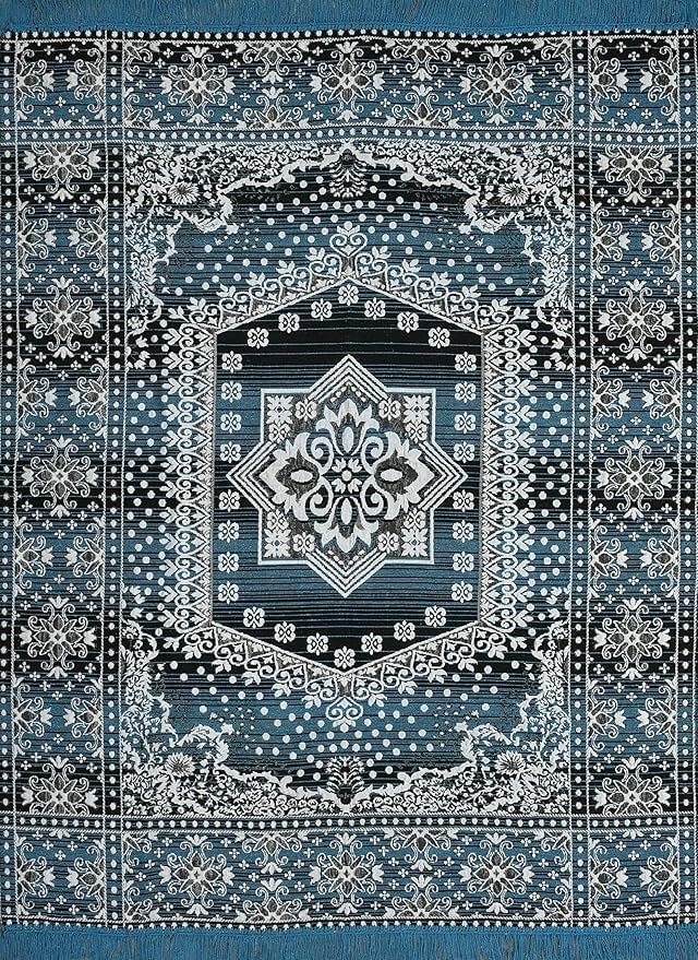 Image of TijanePremium Cotton Carpet 4X6 feet Mult Colour for Living Room, Hall & Kitche | Carpet mat /Area Rug /Carpet & Rug /Carpet for Floor /Kalin & Dhuurie | Square i (Aqua)