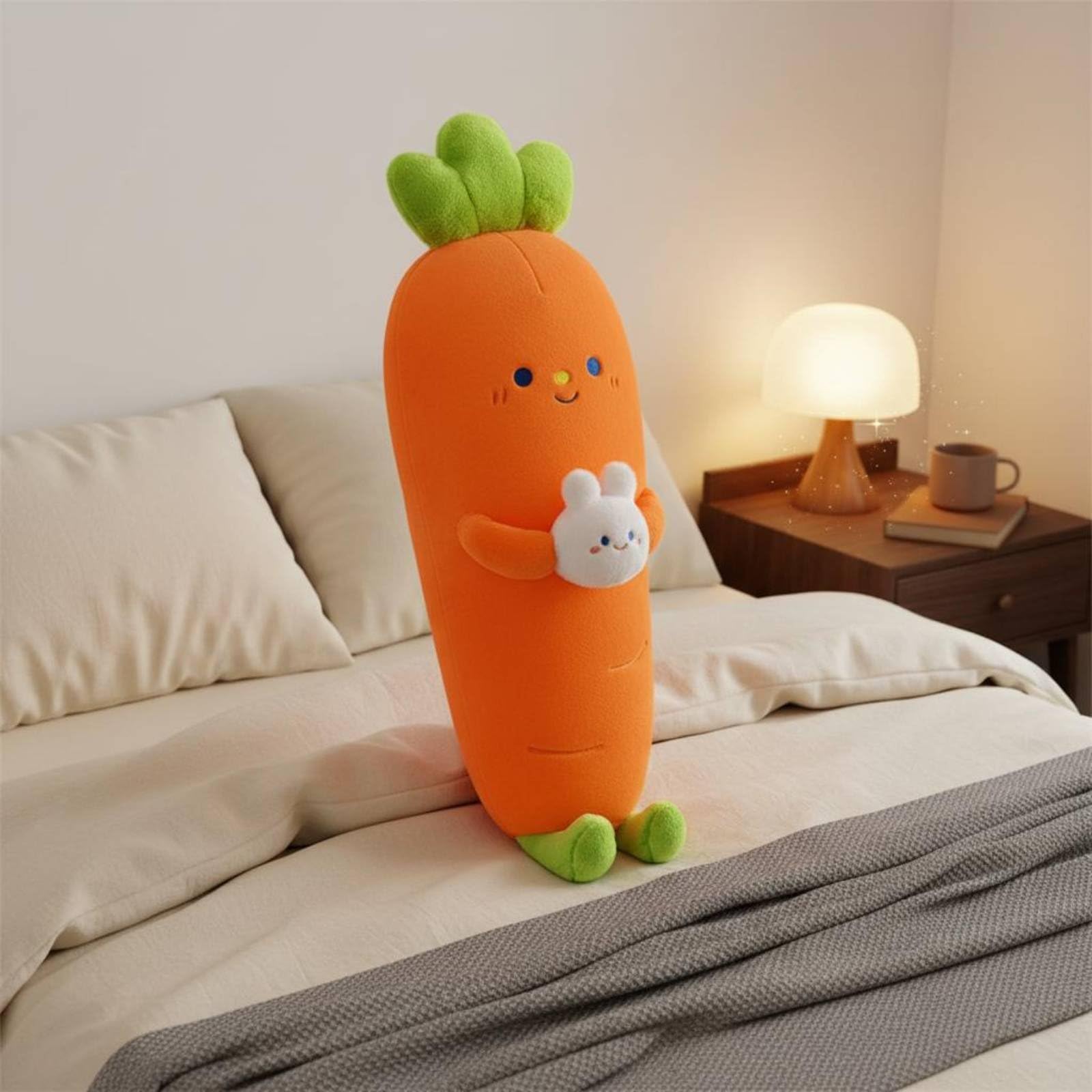 harayaa Almohada de Peluche Zanahoria Cojín Mullido Cojín Corporal Cojín Decorativo Muñeco Suave Tela Larga y Relleno de Algodón PP Adecuada para Niñas Niños Dormitorio Sofá Guardería, 95 Cm