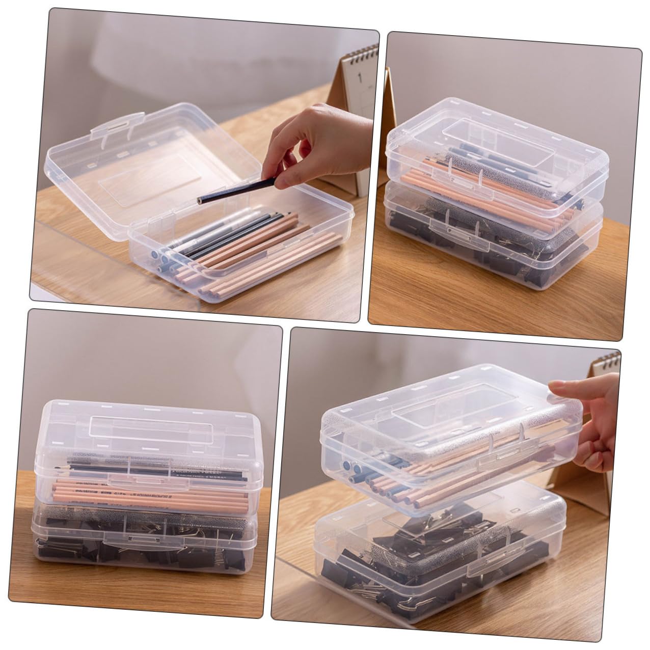 Astuccio Scuola Trasparente in Plastica Pp 6 Pezzi, Pencil Box | Contenitore per Penne Impilabile, Stationery Organizer per Back To School Party