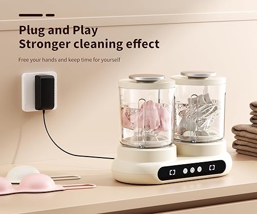 Miniatura 5 de Mini lavadora portátil con diseño desmontable de doble tina, permite lavar por separado la ropa de bebé, adecuada para sujetadores, calcetines y