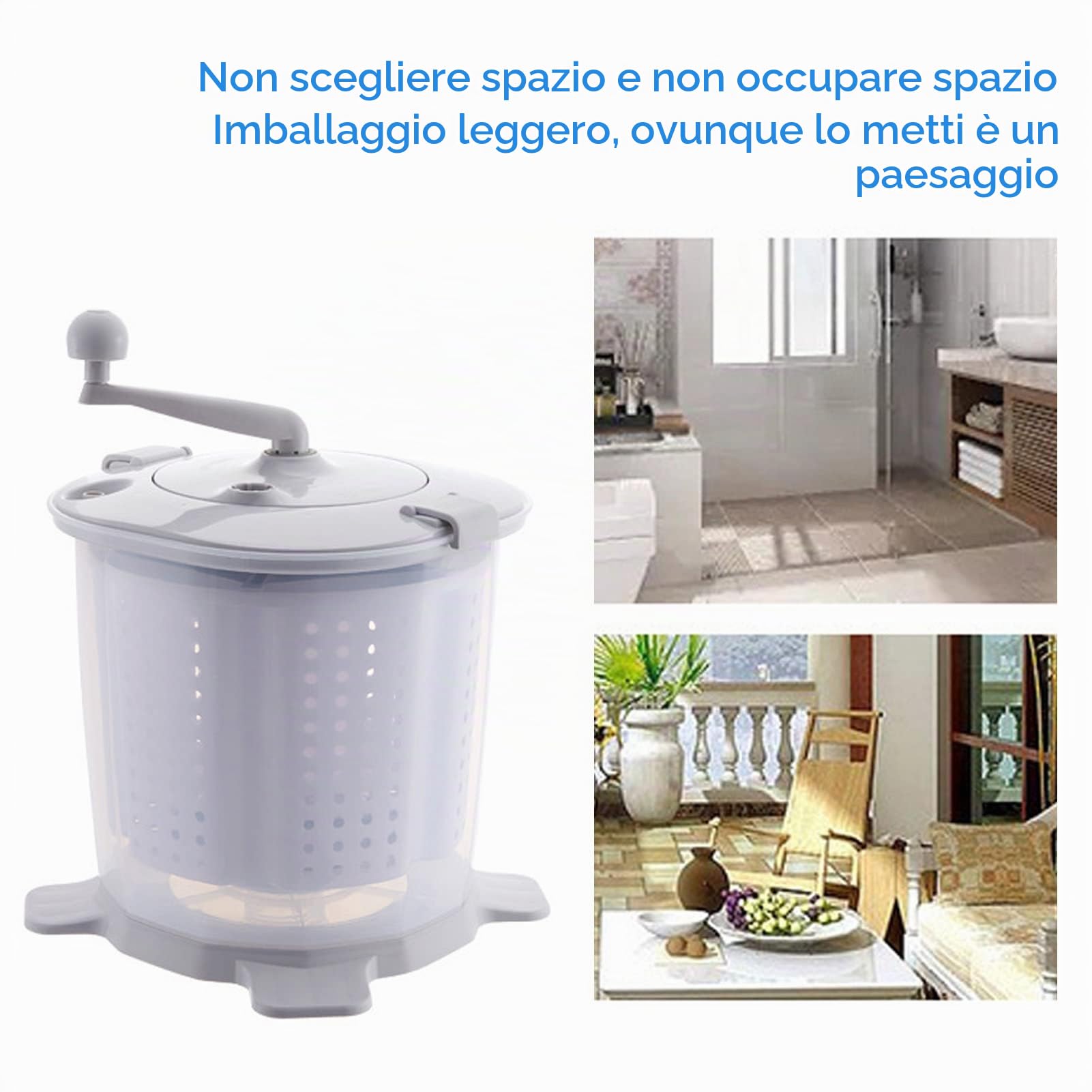 Lavatrice a manovella portatile - Lavatrice manuale per dormitorio, appartamento, campeggio - Nordic Grey