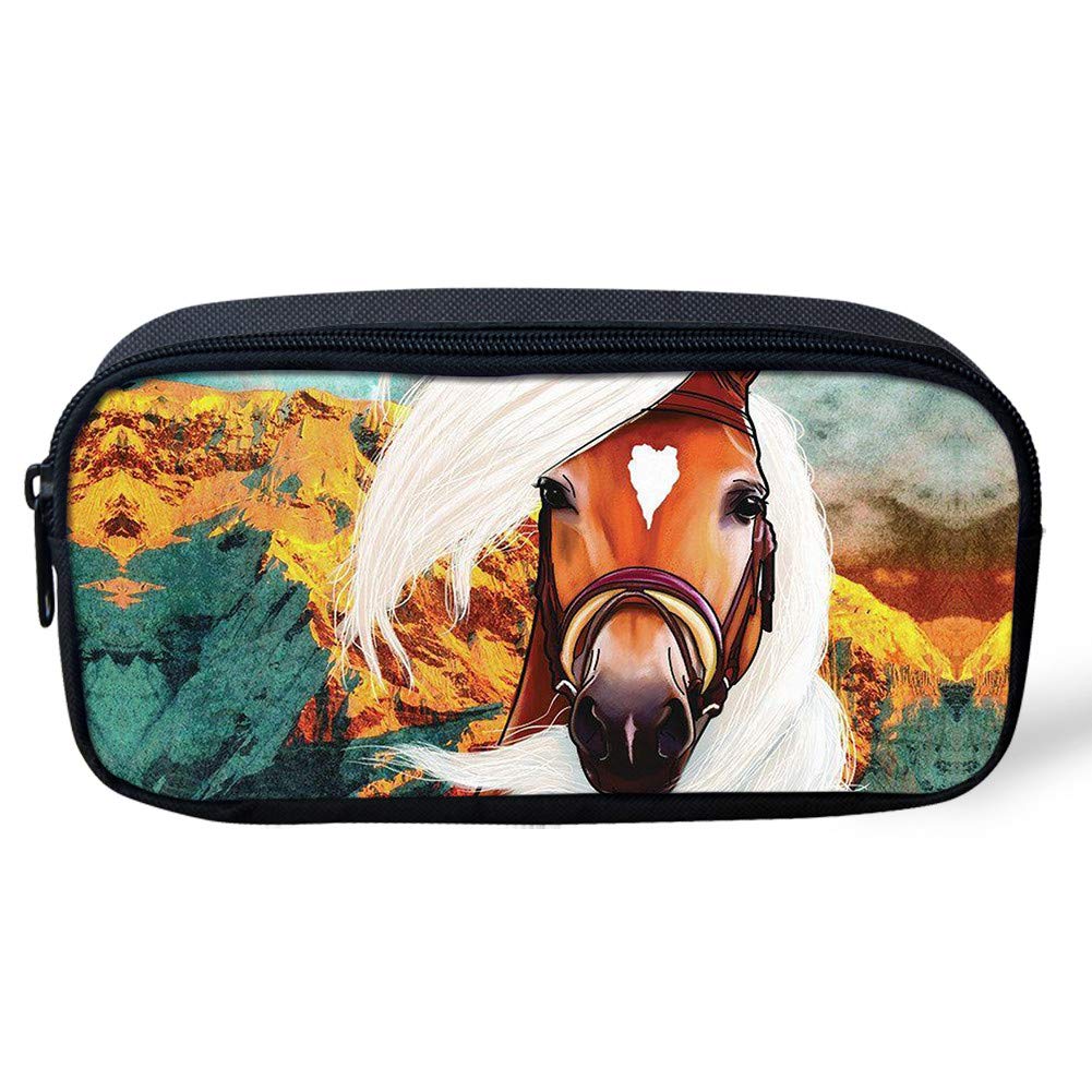 Belidome Horse Pencil Case for Kids Girls Boys Pen Holder Small Pouch Durable Zip Makup Coin Bag — image 1