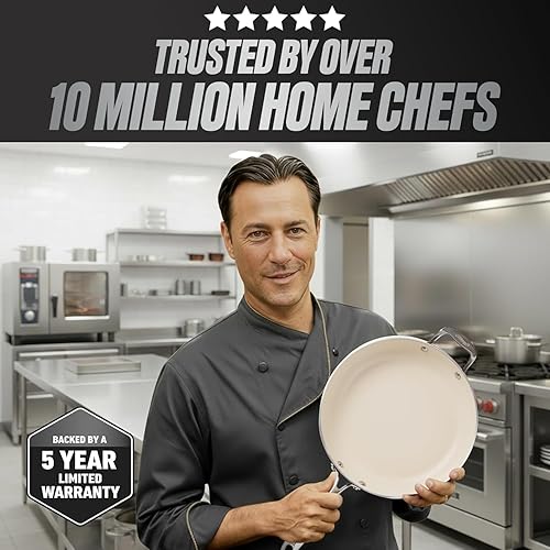 Miniatura 3 de Gotham Steel Hammered - Juego de utensilios de cocina de cerámica antiadherentes, ollas y sartenes antiadherentes con utensilios de cocina de