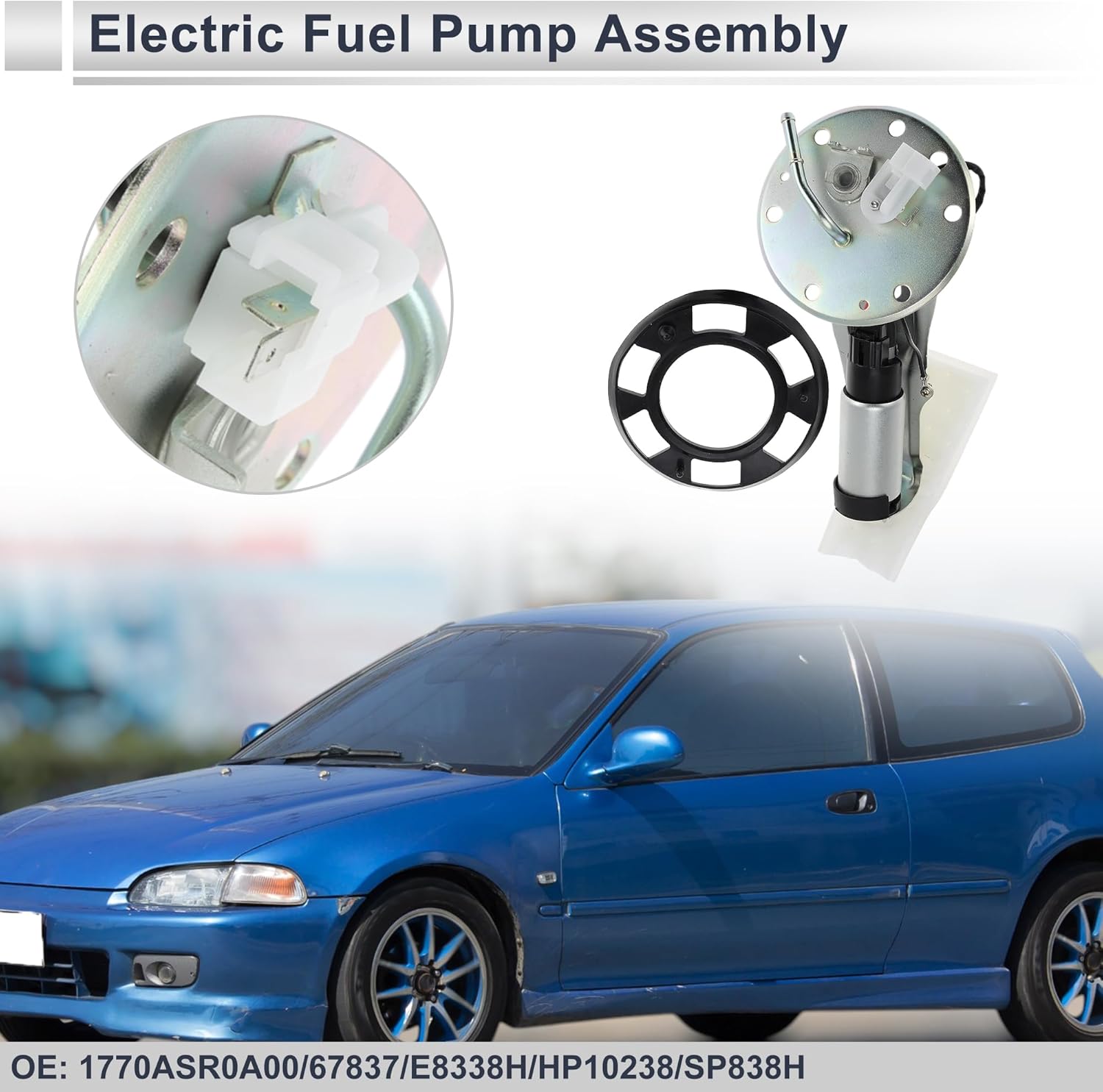 Electric Fuel Pump Assembly for Honda Civic 1992-1995 for Acura Integra 1994 1995 1.5L 1.6L Fuel Filter Pump Module with Strainer No.1770ASR0A00