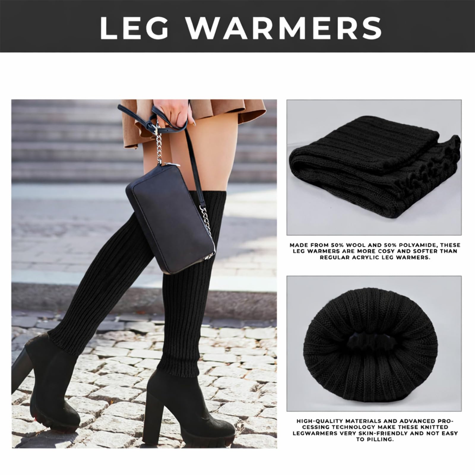 PANCA Winter Socks for Women | Woolen Fleece Leg Warmers Calf Length | Korean Outfit Stockings for Skirt Wear, Girls & Kids | Soft Foot Warmers for Cold Weather (White) 4