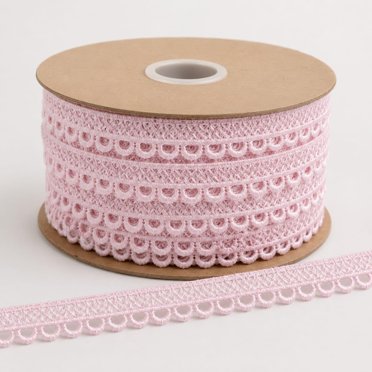 Light Pink Scalloped Lace Trim Ribbon – 1-Inch Embroidered Crochet Eyelet Border for Sewing, DIY Crafts, Dressmaking, Kurtis, and Gift Wrapping 2 Meter (Get Free Thread with lace roll).-image-36