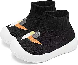 Sapatos de caminhada para bebês, meninos, meninas, antiderrapantes, para uso interno, respirável, quente, elástico, com sola de memória, protege os dedos dos pés e atividades ao ar livre