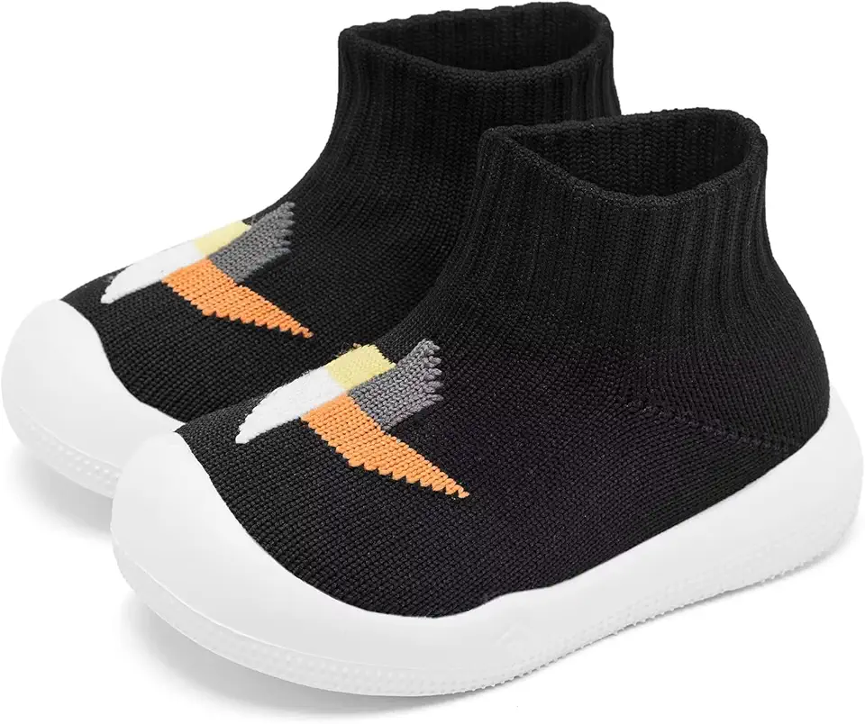 Sapatos de caminhada para bebês, meninos, meninas, antiderrapantes, para uso interno, respirável, quente, elástico, com sola de memória, protege os dedos dos pés e atividades ao ar livre