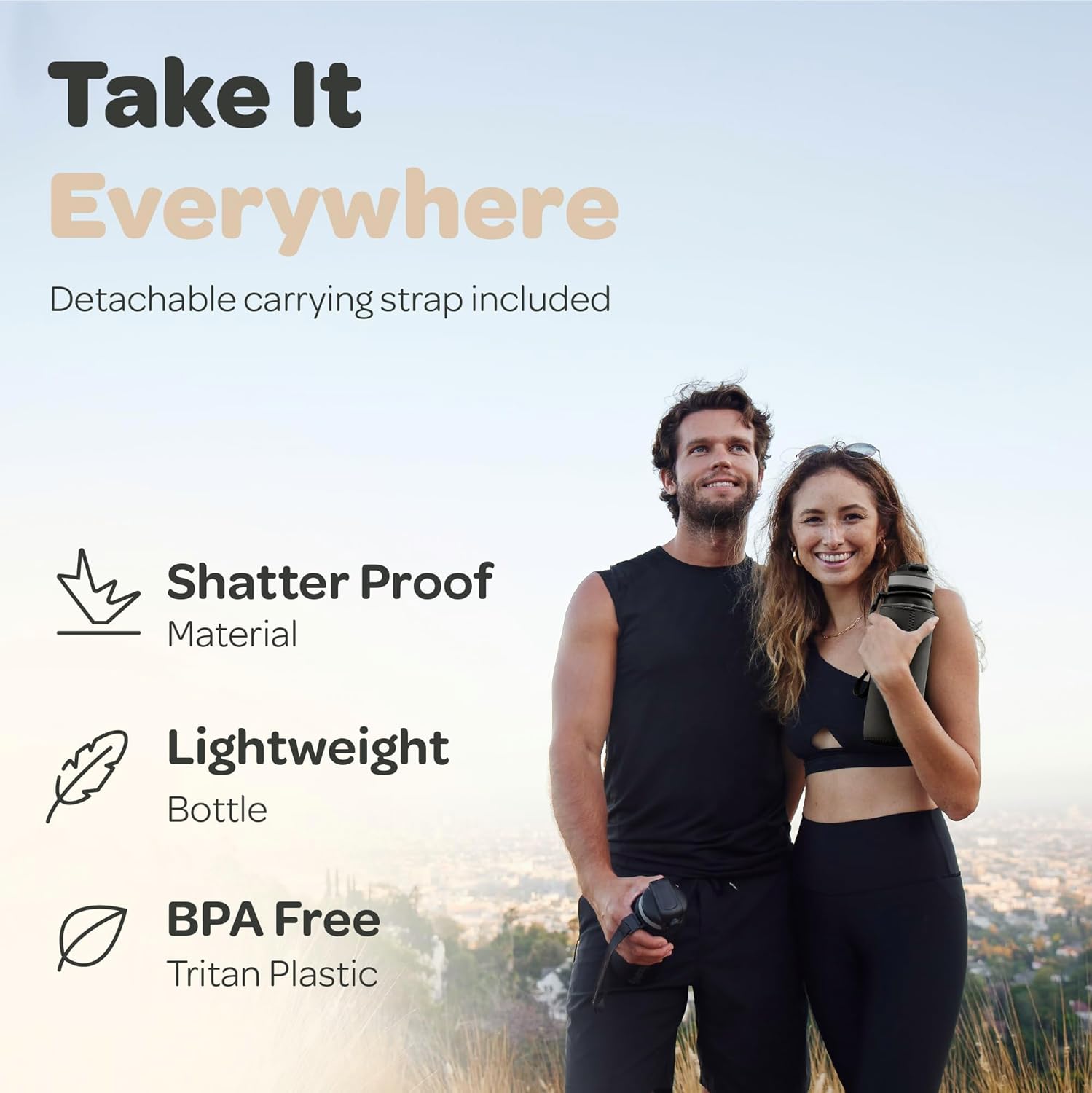 Hydracy Water Bottle with Time Marker -Large BPA Free Water Bottle & No Sweat Sleeve -Leak Proof Gym Bottle with Fruit Infuser Strainer & Times to Drink -Ideal for Fitness Sports & Outdoors - Image 3