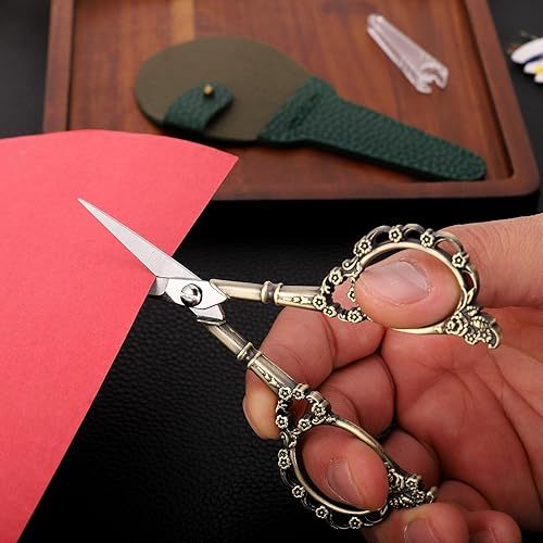 Miniatura 9 de YOUGUOM Tijeras de tejer con estuche, tijeras de ganchillo para roscar tijeras de coser para bordar, manualidades, punto de aguja, pequeñas tijeras
