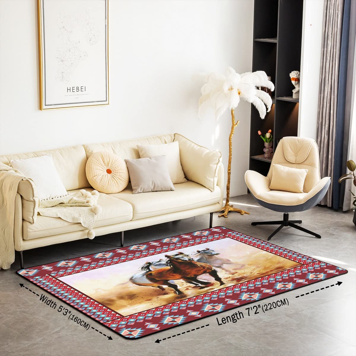 Alfombra de caballo galopante para niños y niñas, juego de alfombras decorativas de caballo, decoración de animales, alfombras de sala de estar, cama, bohemio, granja, vaquero, alfombra de interior,