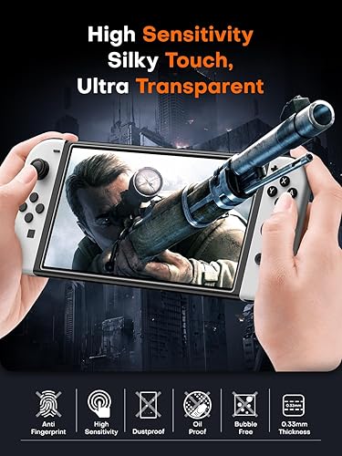 Vista 6 de TOCOL Protector de pantalla de vidrio templado compatible con Nintendo Switch OLED 2021, modelo 7 pulgadas, antiarañazos, dureza 9H (7 pulgadas)