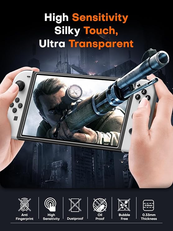 TOCOL Tempered Glass Screen Protector Compatible with Nintendo Switch OLED 2021 Model 7 Inch Anti Scratch 9H Hardness(7 inch)