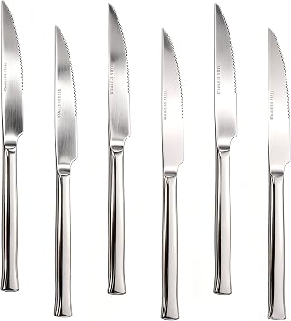 Set of 6 Dinner Knife, Stainless Steel Steak Knives, Suitable for Daily Use, Parties and Outdoor Dining
