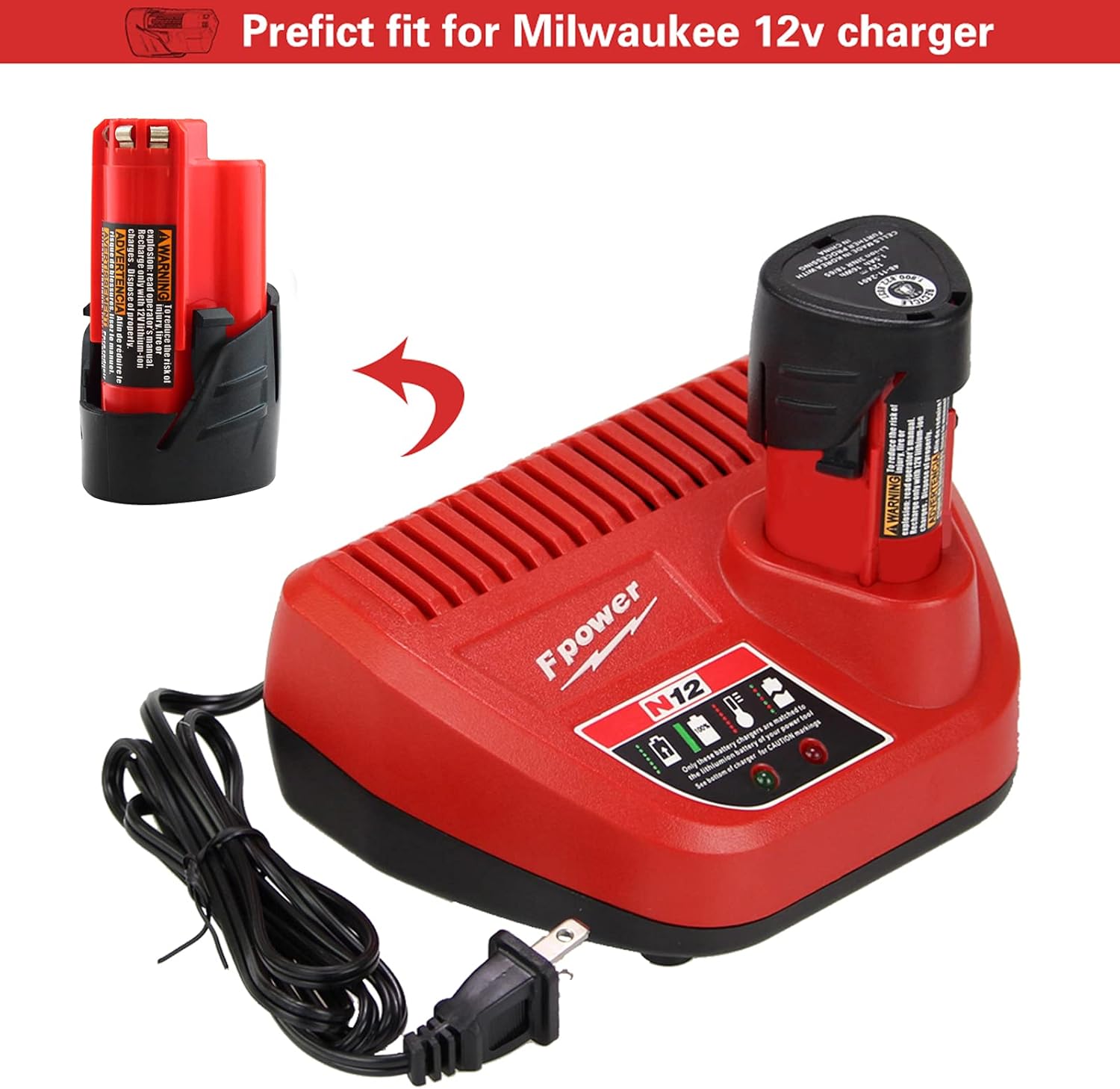 2 Packs 3000mAh 48-11-2430 Replacement for Milwaukee 12V Battery Compatible with Milwaukee 12 Volt Battery Lithium ion 48-11-2420 48-11-2425 48-11-2401 48-11-2402 48-11-2412 48-11-2440 48-11-2460