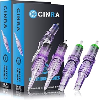Tattoo Cartridge Needles, CINRA 40Pcs Tattoo Needles Mixed Tattoo Needle Cartridge 1003RL 1005RL 1207M1 1209M1 Round Liner Shader Cartridge Needles for Tattoo Supplies