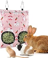Vista 1 de Bissap Rabbit Hay Feeder Bag, 2 Holes Hanging Hay Feeder Guinea Pig Hay Bag for Rabbits Bunny Chinchillas Hamsters Rats and Other Small Pets Small