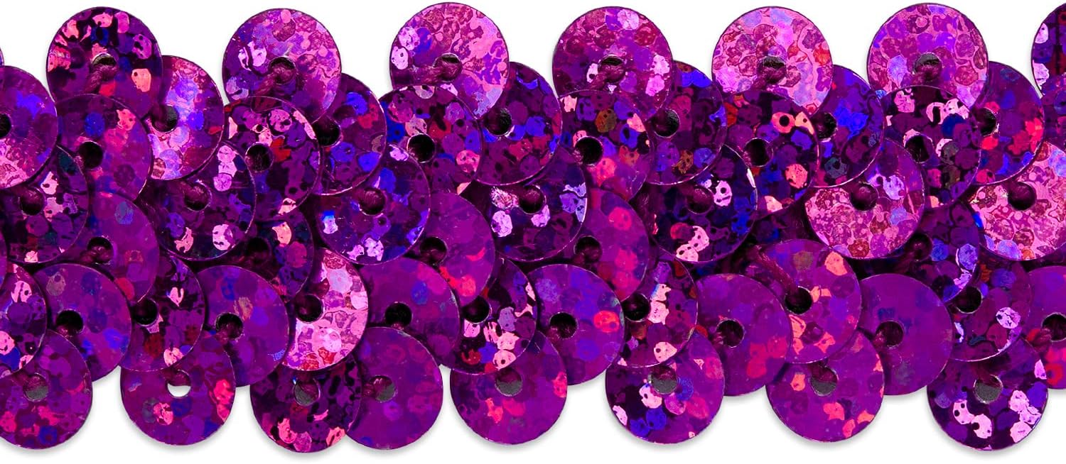 Trims by the Yard 2-Row Starlight Hologram Sequin Stretch Trim, 7/8-Inch Versatile Sequins for Crafts, Durable Sequin Trim for Costumes, Fashion, and Home Decor, 10-Yard Cut, Gold