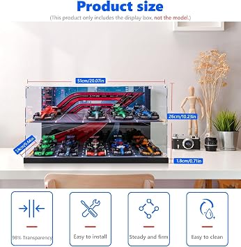 Acrylic Display Case Compatible with Lego Speed Champions 10-in-1 F1 Car 77242,77243,77244,77245, Organisation Display Case for 77246,77247,77248,77249,77250,77251 (Display Case Only)