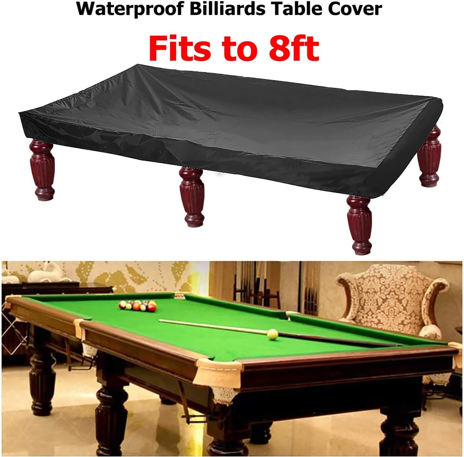 8Ft Pool Table Cover Full Pection, Billiard Snooker & Pool Table Covers with Drawstring, Water Snooker Table Covers, for Indoor Outdoor Billiard Table Pective