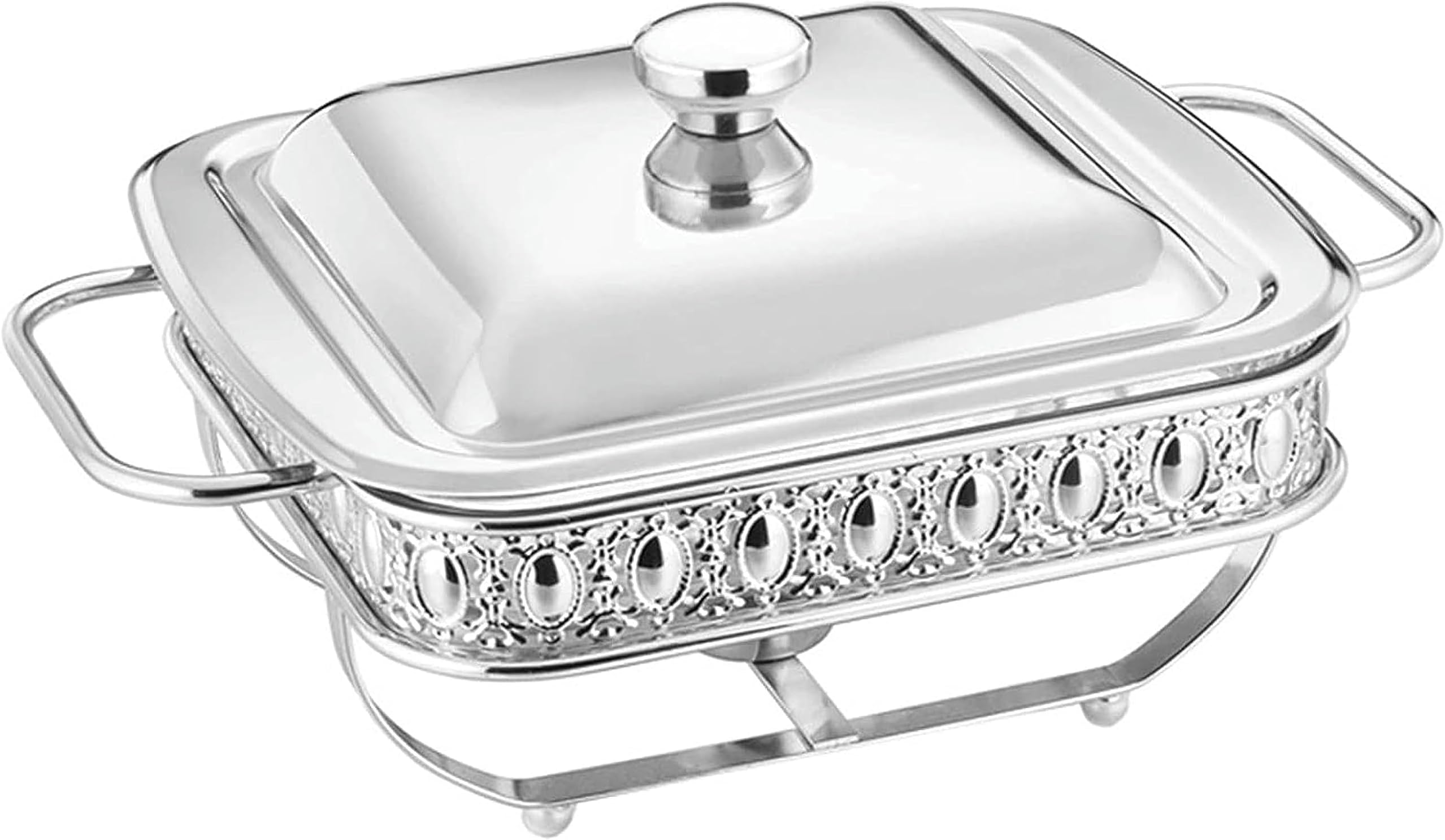 Hostess Trolley Food Warmer - Stainless Steel Hot Pot Buffet Set with Glass Viewing Lid and Built in Lid Holder, Round Food Warmer for Parties, Dinners and Catering